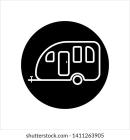 Trailer Caravan Icon, Camper Trailer, Camper Van, Vector Art Illustration