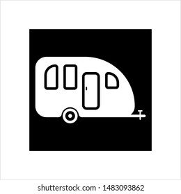 Trailer Caravan Icon, Camper Trailer, Camper Van, Vector Art Illustration