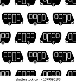 Trailer Caravan Icon Seamless Pattern, Camper Trailer, Camper Van, Vector Art Illustration