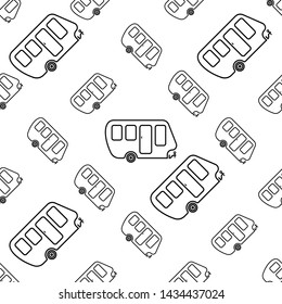 Trailer Caravan Icon Seamless Pattern, Camper Trailer, Camper Van, Vector Art Illustration