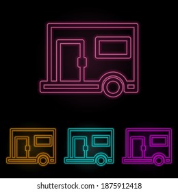 trailer color neon set. Simple thin line, outline vector of web icons for ui and ux, website or mobile application