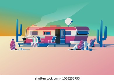 trailer in the desert