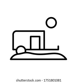 Anhänger in der Wüste Symbol. Einfache Linie, Umrisslinien, Vektorelemente von Wildnissymbols für i und ux, Website oder mobile Anwendungen