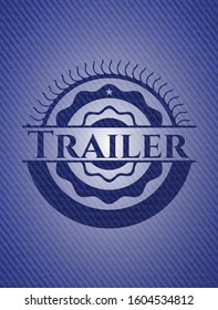 Trailer emblem with denim texture. Vector Illustration. Detailed.