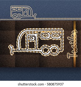 Trailer embroidery machine stylized icon. Vector eps 10.