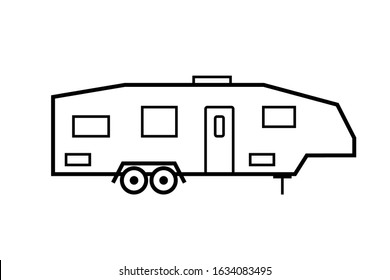 Trailer Fifth Wheel Outline Icon. Clipart Image Isolated On White Background