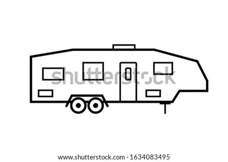 Trailer Fifth wheel outline icon. Clipart image isolated on white background