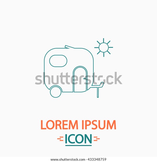 trailer Flat thin line icon on white\
background. Vector\
pictogram
