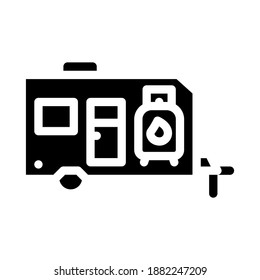 trailer with gas cylinder glyph icon vector. trailer with gas cylinder sign. isolated contour symbol black illustration