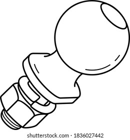 Trailer hitch ball. Vector outline illustration.