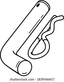 Trailer hitch pin and clip. Vector outline illustration.