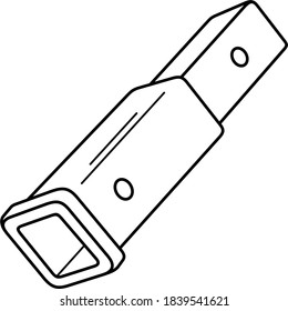 Trailer hitch receiver extension. Vector outline illustration.