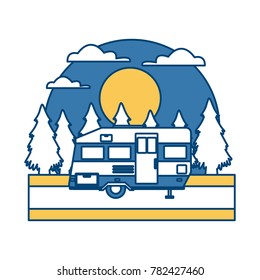 Trailer home isolated In the forest