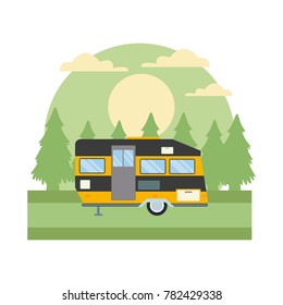 Trailer home isolated In the forest