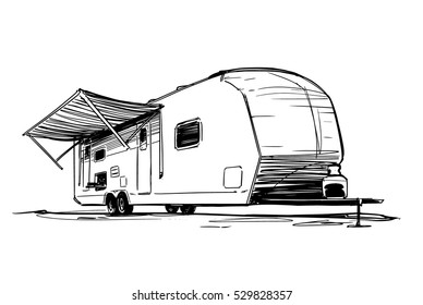 Trailer House Black and White Sketch