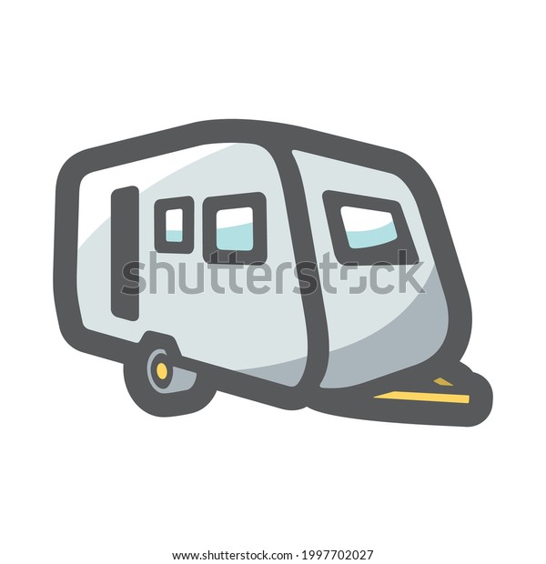 Trailer\
House Camper Vector icon Cartoon\
illustration.