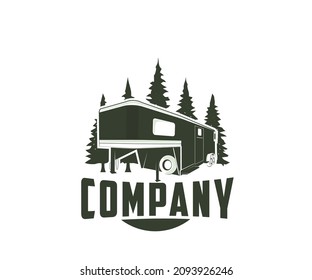trailer house logo design vector