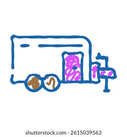 trailer house on wheel doodle icon sketch vector. trailer house on wheel sign. isolated symbol illustration