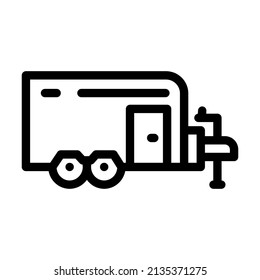 trailer house on wheel line icon vector. trailer house on wheel sign. isolated contour symbol black illustration