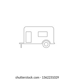 trailer house on wheels. simple flat vector icon illustration. outline line symbol - editable stroke