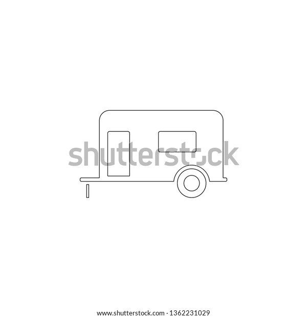 trailer house on wheels. simple\
flat vector icon illustration. outline line symbol - editable\
stroke