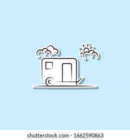Trailer house on wheels sticker icon. Simple thin line, outline vector of travel icons for ui and ux, website or mobile application