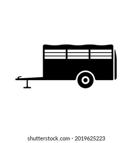 Trailer icon. Black silhouette. Side view. Vector simple flat graphic illustration. The isolated object on a white background. Isolate.