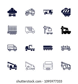 Trailer icon. collection of 16 trailer filled and outline icons such as truck with hook, cargo plane back view. editable trailer icons for web and mobile.