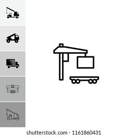 Trailer icon. collection of 6 trailer filled and outline icons such as truck rocket. editable trailer icons for web and mobile.