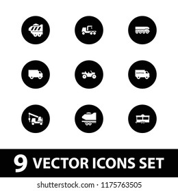 Trailer icon. collection of 9 trailer filled icons such as weapon truck. editable trailer icons for web and mobile.