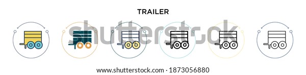 Trailer icon in filled,\
thin line, outline and stroke style. Vector illustration of two\
colored and black trailer vector icons designs can be used for\
mobile, ui, web