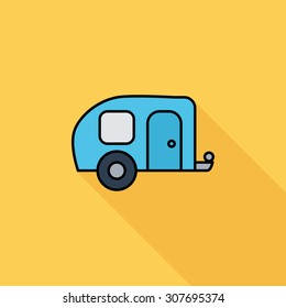Trailer icon. Flat vector related icon with long shadow for web and mobile applications. It can be used as - logo, pictogram, icon, infographic element. Vector Illustration.