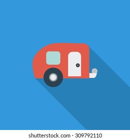 Trailer icon. Flat vector related icon with long shadow for web and mobile applications. It can be used as - logo, pictogram, icon, infographic element. Vector Illustration.