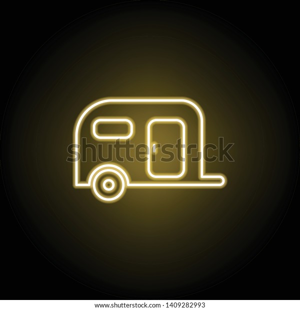 trailer icon in neon style. Signs and\
symbols can be used for web, logo, mobile app, UI,\
UX