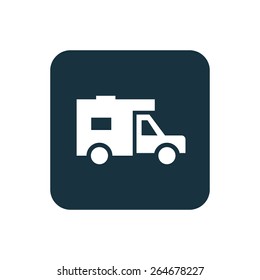 trailer icon Rounded squares button, on white background 