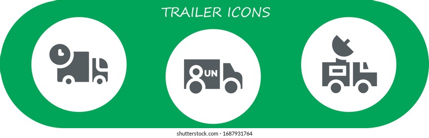 conjunto de iconos del remolque. 3 iconos de remolque rellenos.  Iconos modernos sencillos, como: Coche, Van