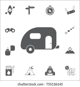 Trailer icon. Set of camping icons on the white background