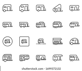 Trailer icon set. Collection of high-quality black outline logo for web site design and mobile apps. Vector illustration on a white background.