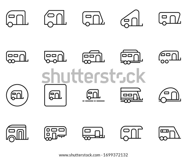 Trailer icon set. Collection of high-quality\
black outline logo for web site design and mobile apps. Vector\
illustration on a white\
background.