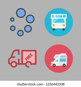 trailer icon set. vector set about caravan, truck and loading icons set.