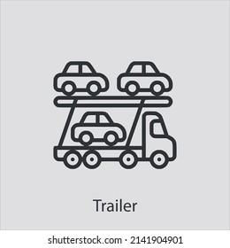 trailer icon vector icon.Editable stroke.linear style sign for use web design and mobile apps,logo.Symbol illustration.Pixel vector graphics - Vector