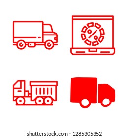 trailer icons set with loading and truck vector set