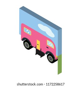 Trailer isometric left top view 3D icon