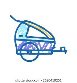 reboque criança para bicicleta ícone doodle esboço vetor. reboque criança para sinal de bicicleta. ilustração de símbolo isolado