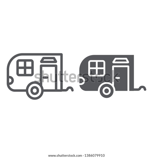 Trailer\
line and glyph icon, car and travel, vehicle sign, vector graphics,\
a linear pattern on a white background, eps\
10.
