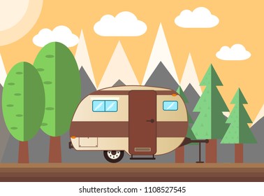 Camping Car Background Illustration Tent Camper Stock Vector (Royalty ...