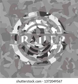 Trailer on grey camouflage texture