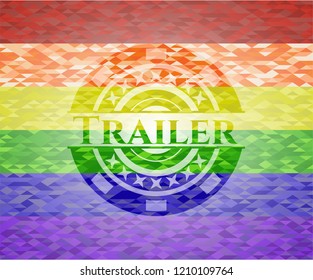 Trailer on mosaic background with the colors of the LGBT flag