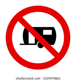 Trailer and prohibition sign on white