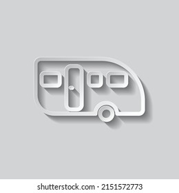 Icono simple del remolque. Diseño plano. Estilo de papel con sombra. Fondo gris.ai
